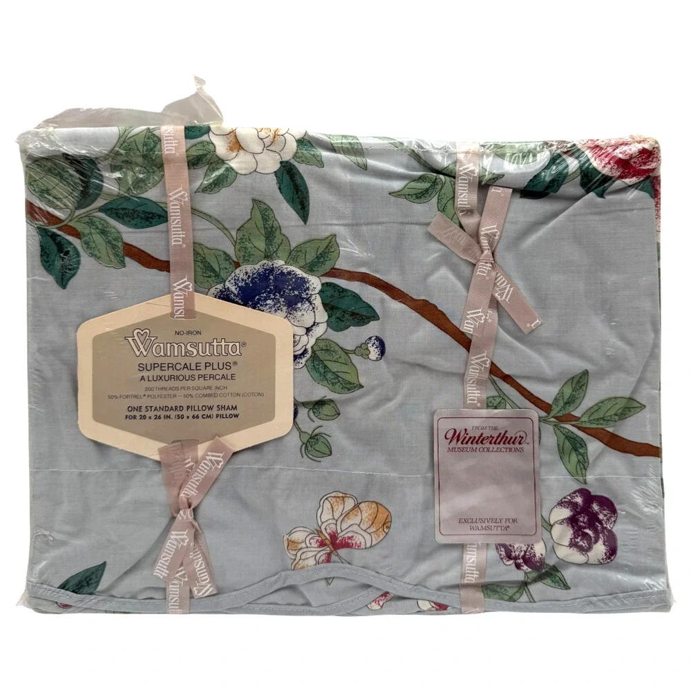 Vintage Wamsutta Standard Pillow Sham Peony Garden Winterthur Museum NOS Sealed